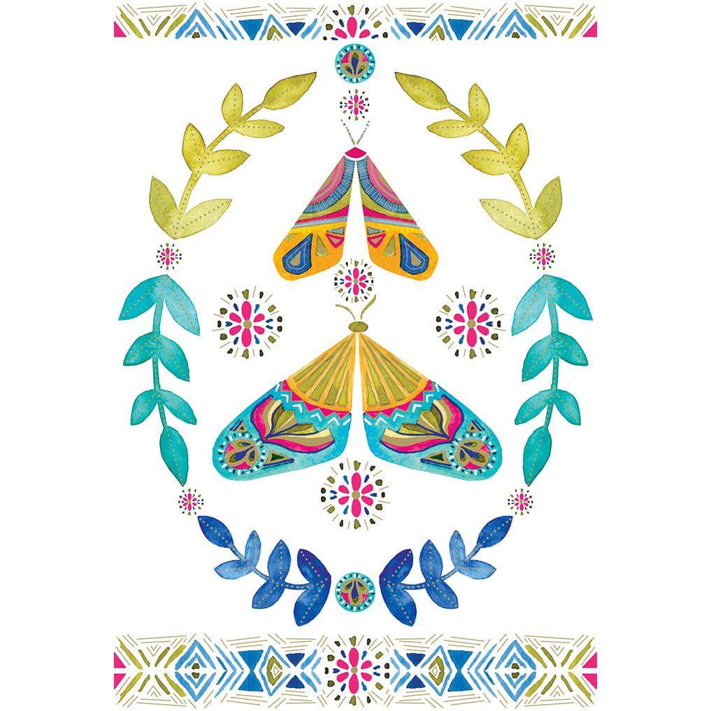 Pictura Magic Moths note card featuring a colorful moth illustration, perfect for everyday greeting or stationery use.